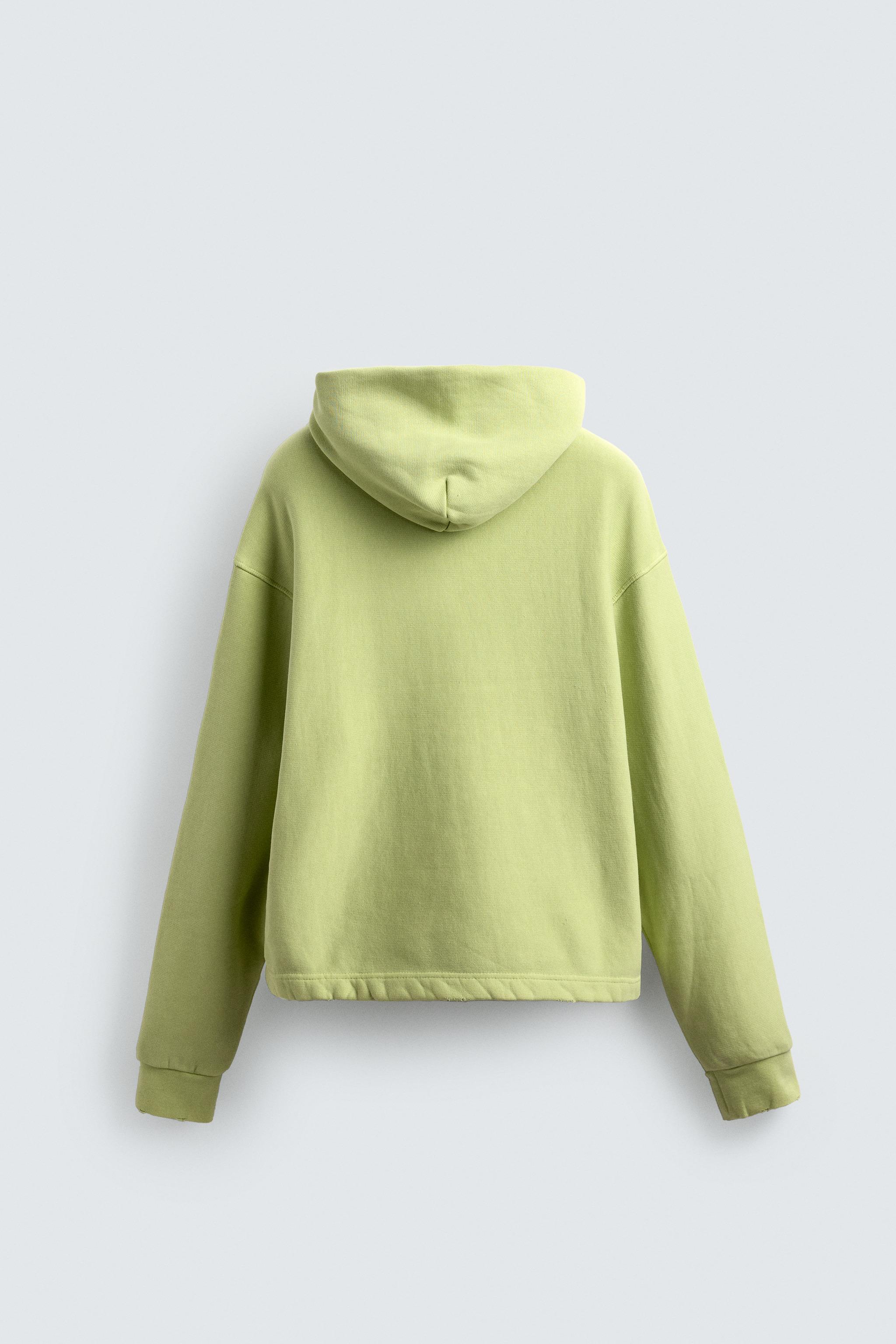 WASHED EFFECT HOODIE SWEATSHIRT